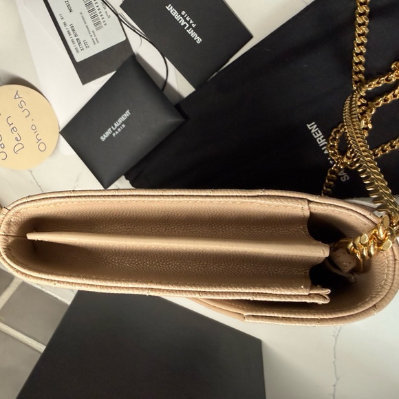 CLASSIC CASSANDRE Chain Wallet in Grain de Poudre Leather (Dark Beige) - Picture 6 of 15